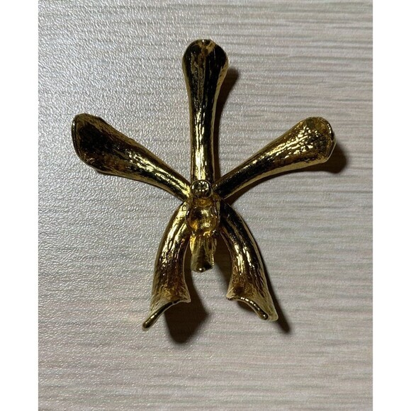 RISIS Gold Plated Orchid Brooch Or Pendant - Picture 10 of 11